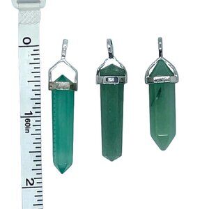 Three Green Semiprecious Double-Terminated Points | Pendants | Silver
